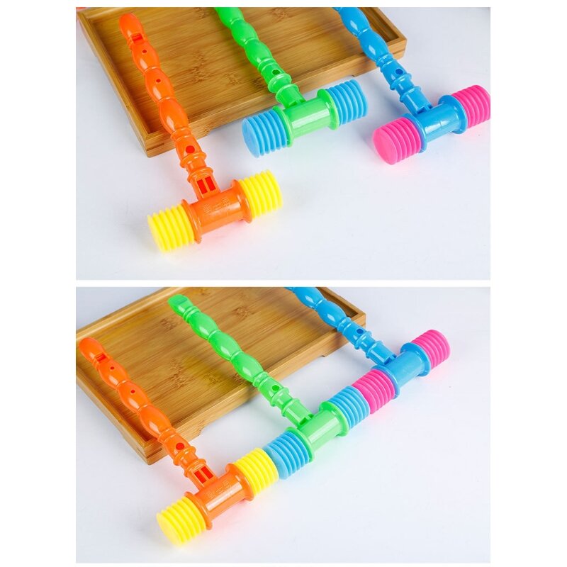 Paket 3 Buah Mainan Peluit Palu untuk Bayi Crib Karnaval Pesta Ulang Tahun Built-In Squeaker Kepala Keselamatan Warna Acak