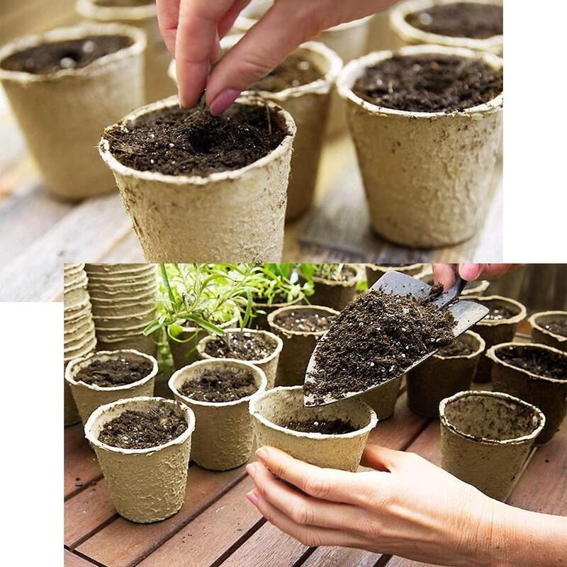 Macetas de turba para principiantes, Kit de cultivo orgánico Biodegradable para mejorar la aireación, semilla de hierbas de 3 ”8cm, 12 Uds.