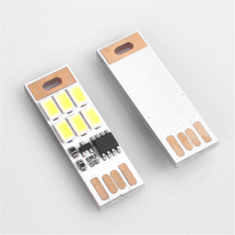 Mini LED Pocket Card Light, Chaveiro Lâmpada, Luz USB portátil, 5pcs