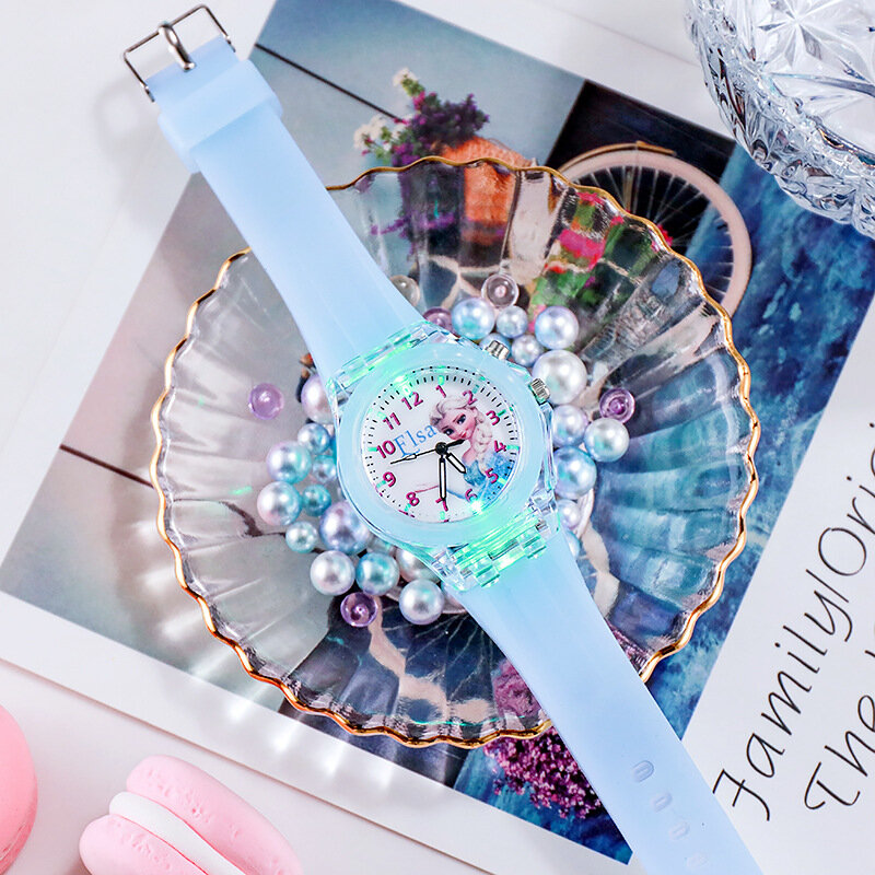 Disney księżniczka elza zegarki dla dzieci dla dziewczynek pasek silikonowy Frozen 2 Sophia latarka zegarek dla dzieci kobiety zegar reloj infantil