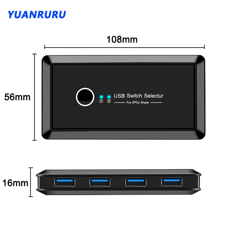 USB 3.0 2.0 USB KVM 스위치, 키보드 마우스 프린터용 확장기 포함, 4 개 장치 공유, USB 스위치 모니터, 2 PCs