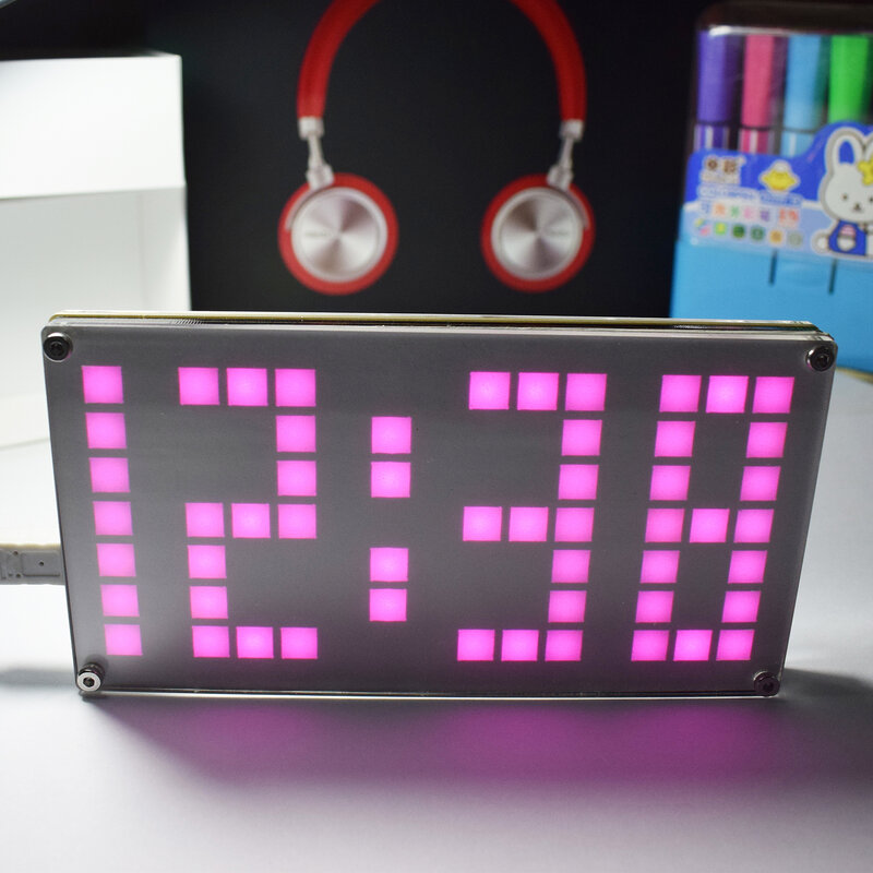 Toque chave diy relógio ds3231 tamanho grande led dot matrix kit despertador