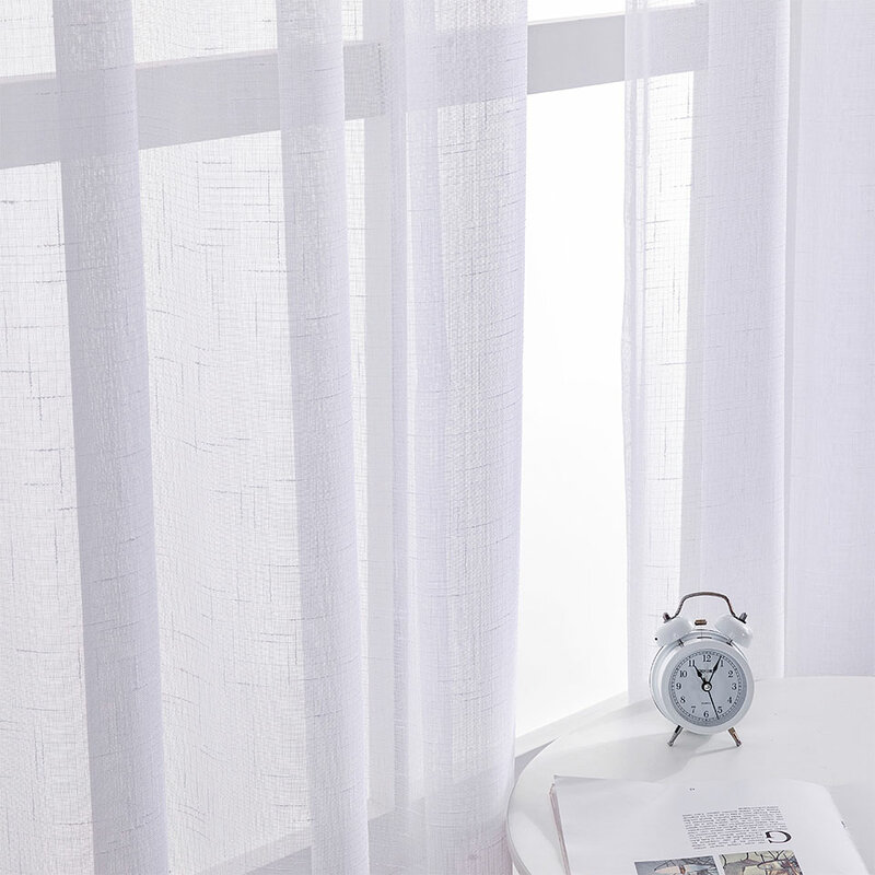 BILEEHOME tenda in Tulle di lino bianco nel soggiorno camera da letto tende moderne in Voile di lino rifinite tende trasparenti spesse