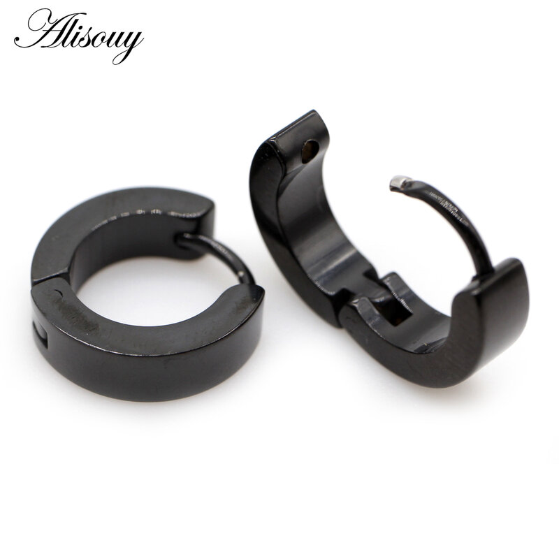 Alisouy-pendientes circulares de acero inoxidable para hombre y mujer, aretes esféricos antialérgicos con hebilla para la oreja, joyería gótica para la oreja, 2 unidades
