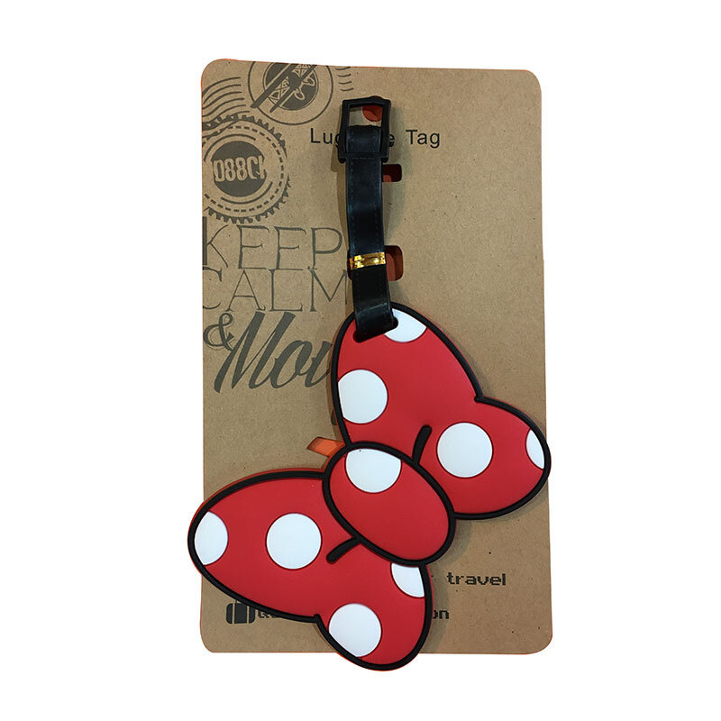 Cute Mickey and Minne Luggage Travel Accessories Tag Silica Gel Suitcase ID Addres Holder Baggage Boarding Tag Portable Label
