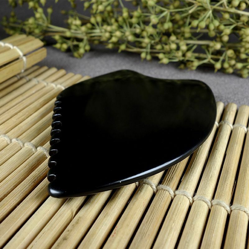 Black Bian Stone Gouache raschietto pietra naturale Guasha Board viso occhio corpo raschiando massaggio agopuntura terapia Spa assistenza sanitaria