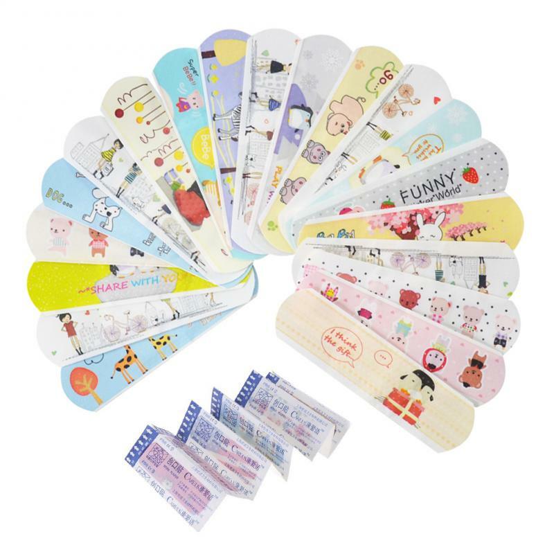 100PCs/Bags Cartoon Band Aid Adhesive Bandages Plasters Kids Mixed Type NR8