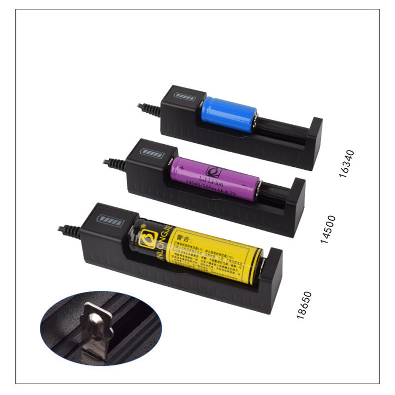 Universal 1 Slot Baterai USB Charger Adapter LED Smart Chargering untuk Baterai Isi Ulang Li-ion 18650 26650 14500