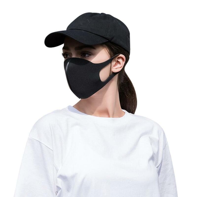 Gąbka maska czarna oddychająca maska usta wielokrotnego użytku przeciw zanieczyszczeniom osłona twarzy wiatroszczelna osłona na usta Unisex gąbka maska