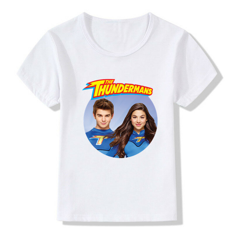 The Thundermans TV 쇼 인쇄 티셔츠, 여름 어린이 티셔츠, 아기 소녀 소년 의류, 패션 스트리트웨어, 어린이 탑, HKP5403