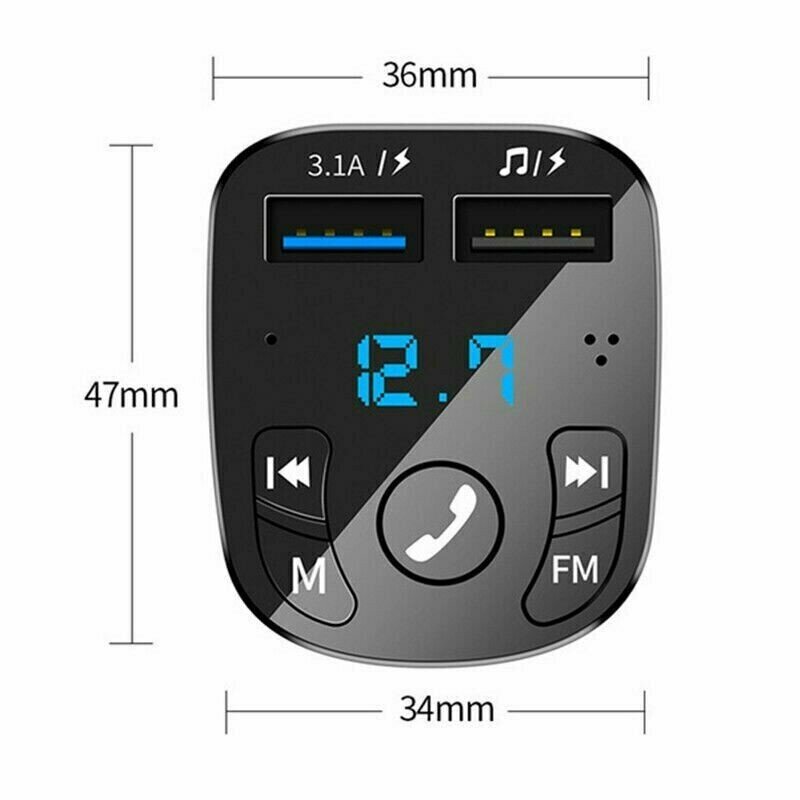 Автомобильный Bluetooth аудио mp3-плеер, FM-передатчик, радио, беспроводной музыкальный приемник громкой связи с двумя USB-портами, адаптер быстрой зарядки Аудио для авто магнитола