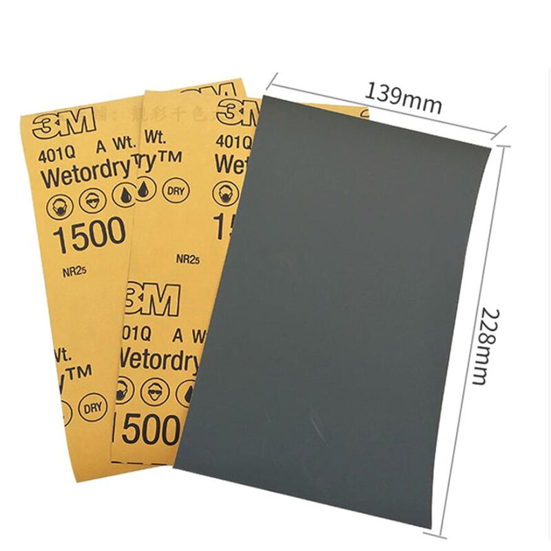 Oryginalny papier ścierny 3M 1000/1200/1500/2000 Mesh Grit papier ścierny do polerowania lakier samochodowy Beauty Water Abrasive