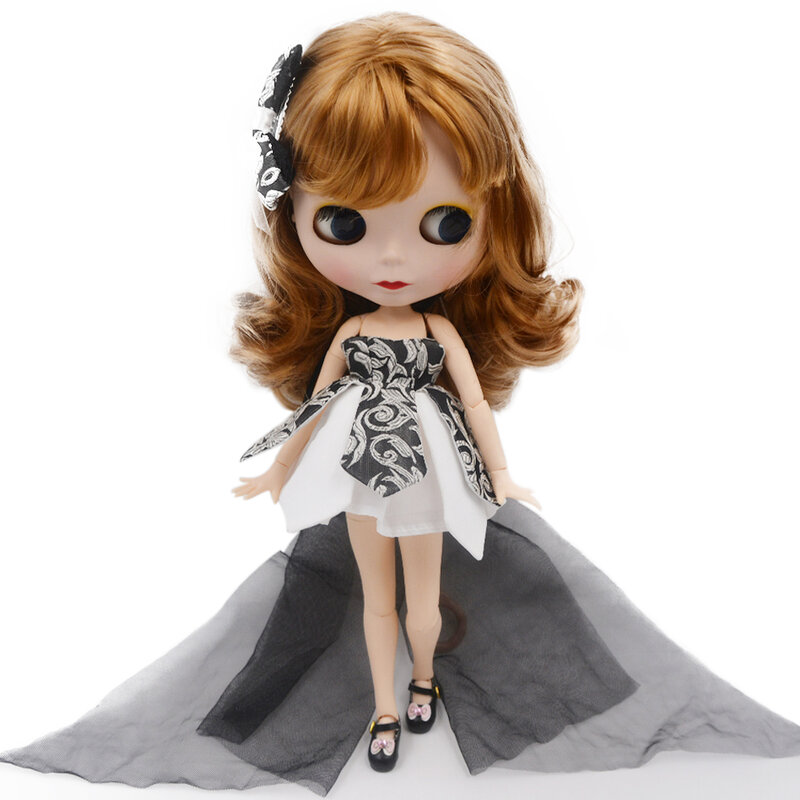 Blyth Doll Nude, White and Black Skin Joint Body 1/6 Doll with Short Hair