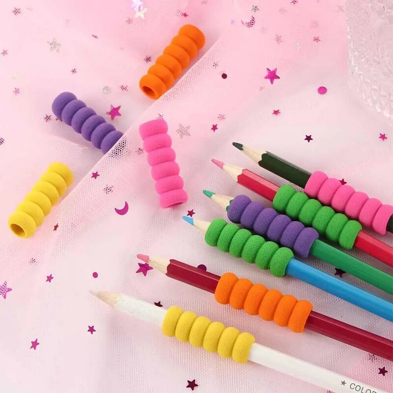 Berbagai Macam Warna Klasik Pensil Penggenggam Tulisan Tangan untuk Anak-anak Siswa Lembut Busa Pensil Genggaman Pensil Pemegang Pensil Penutup