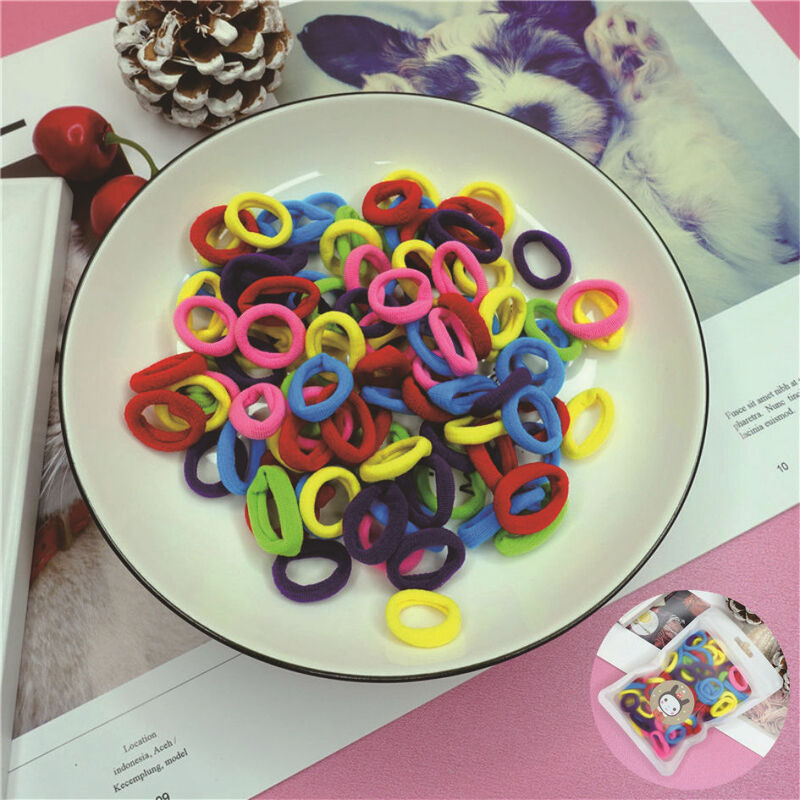 50PCS  New Simple Candy Seamless Hair  Children Hair Circle HeadWear  lovely Baby Elastic Candy Color Hair Rope
