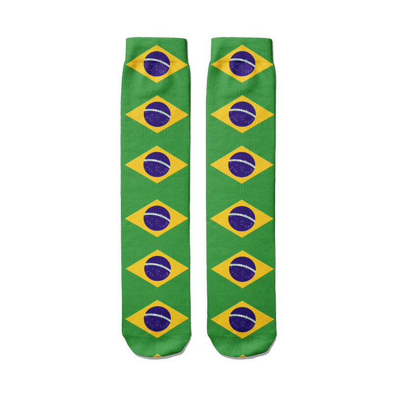 Bendera Mode Spanyol Brasil USA 3D Kaus Kaki Print untuk Pria Wanita Kasual Kualitas Tinggi Katun Kawaii Kaus Kaki Jalan Skateboard Kaus Kaki