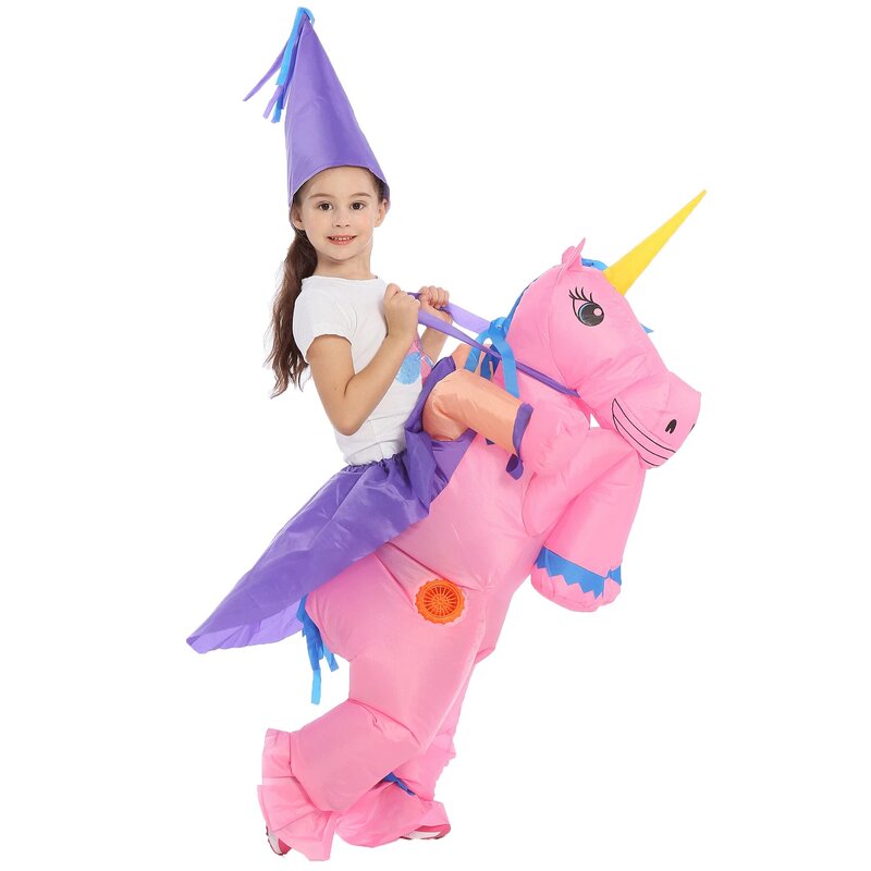 Opblaasbare Eenhoorn Kostuum Halloween Volwassen Kinderen Mannen Jongen Meisje Vrouwen Pony Cosplay Purim Fantasia Party Pak Jumpsuit Jurk