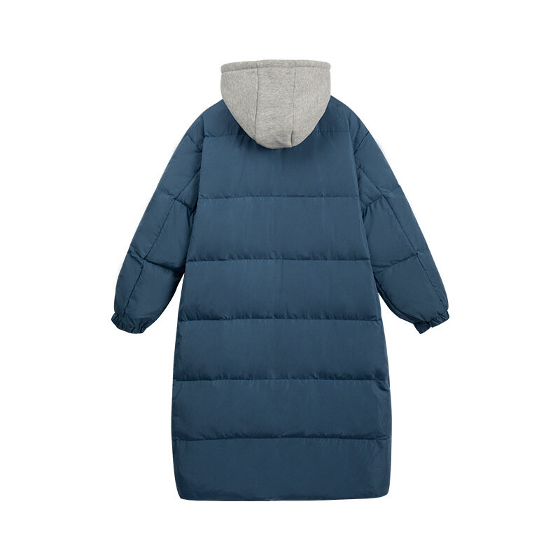 2023 New Winter Fake Two Piece Hooded Puffer Jackets Women White Duck Down Coat Female Thicken Warm Long Bread Jackets Overcoat