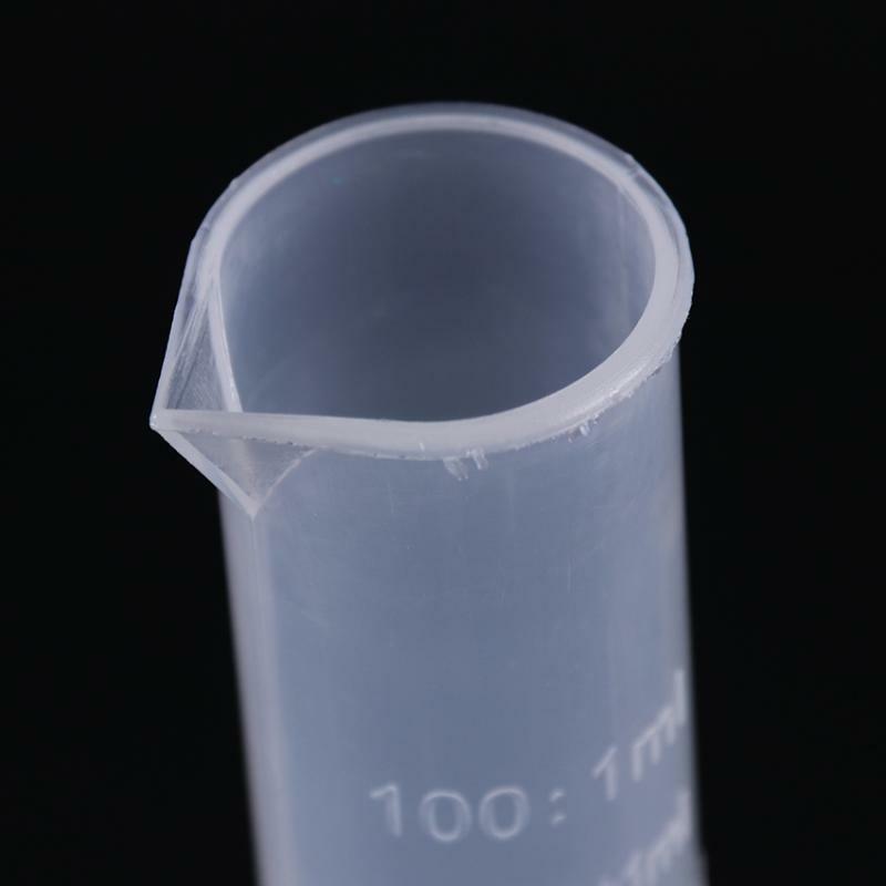 Cilindro graduado de plástico de medición transparente, herramienta de laboratorio de tubo de líquido de prueba de plástico, 10/ 25/ 50/ 100 /250 /500 /1000ml