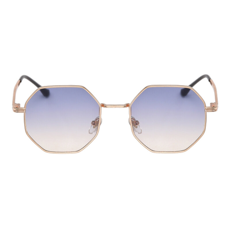 Роскошные квадратные солнцезащитные очки для мужчин и женщин, модные небольшие многоугольные солнцезащитные очки, металлические винтажные, в стиле ретро, восьмиугольные солнцезащитные очки