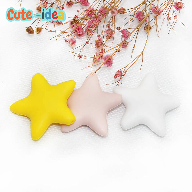 Cute-idea Star kulki silikonowe 10 sztuk Food Grade dziecko ząbkowanie gryzaki DIY niemowlę pielęgniarstwo łańcuszek smoczka naszyjnik zabawka akcesoria
