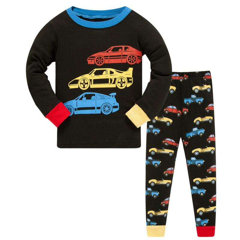 Комплект пижам для мальчиков, детская одежда для сна с автомобилем