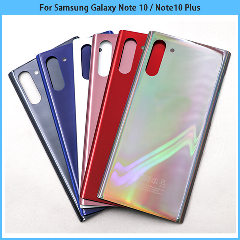 Couvercle arrière de batterie pour SAM Galaxy Note 10 Plus N970F N975F, panneau en verre 3D, boîtier de porte arrière, adhésif d'objectif d'appareil photo