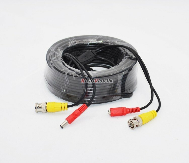 AHD – câbles vidéo + alimentation 50M, rallonges de caméra pour système de vidéosurveillance DVR avec connecteurs BNC DC 2 en 1