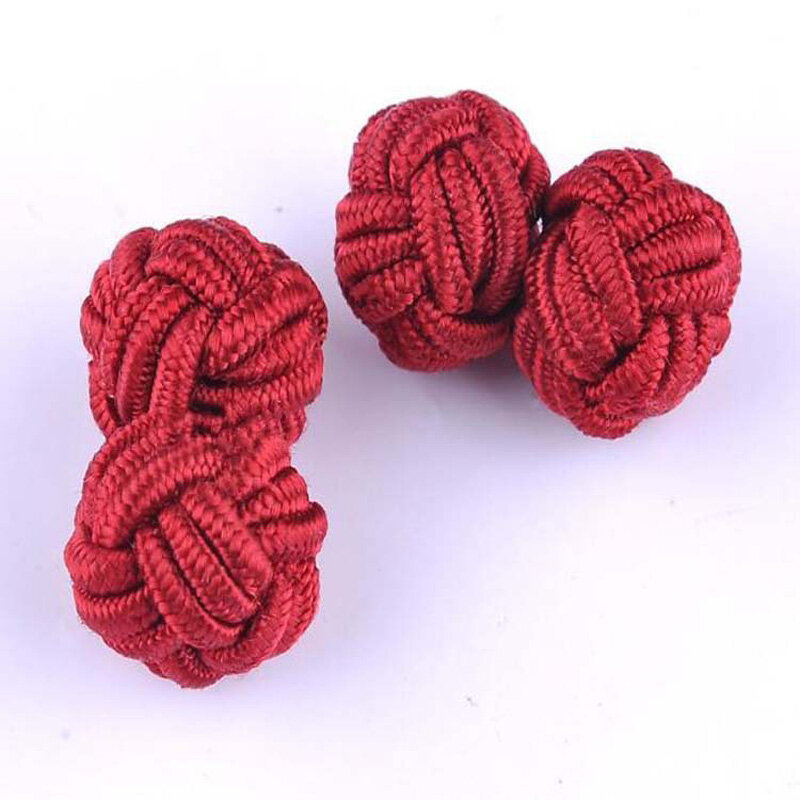 1 pair Multicolor Elastic Fabric Silk Knot Shirt Cufflinks DIY Braided Handmade Elastic Double Rope Ball Cuff Links