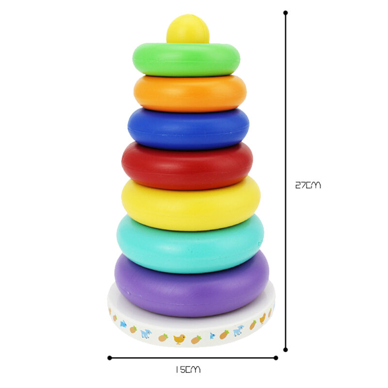 Baby Toy 7 Pieces Children Play Rings Cognitive Multicolor and Sound Learning and Education Toys Rainbow Ferrule Music Ring