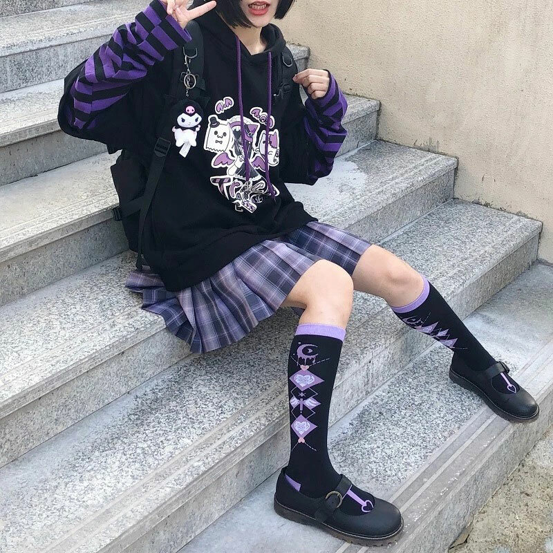 Moletom japonês anime hoodies dos desenhos animados e menina y2k gótico harajuku estético zip up hoodie pulôver camisolas femininas emo roupas