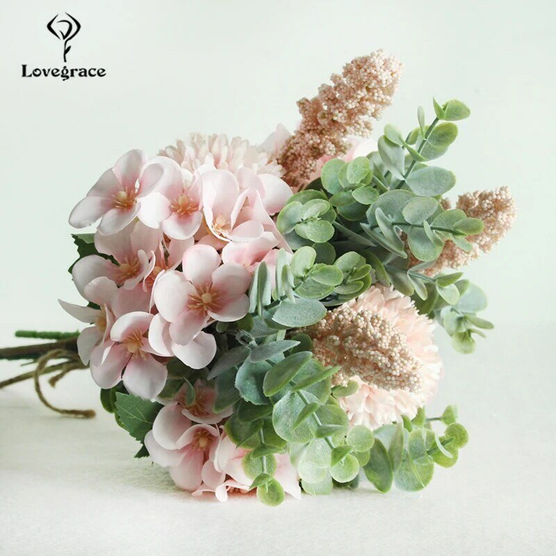Lovegrace Silk Rose Flower Wedding Bouquets for Bridesmaids Wedding Bouquet Artificial Flowers Home Hotel DIY Decorative Flowers