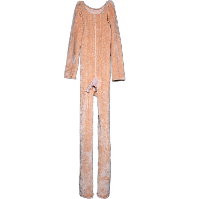 O-hals Lange Mouwen Fleece Warm Winter Thermisch Ondergoed Bodysuit Innerlijke Pyjama Panty Bodystocking Unitard Rompertjes Jumpsuit Body