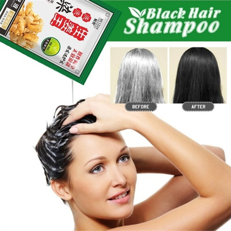 Cor do cabelo natural tintura de cabelo instantâneo shampoo cabelo branco cinza cobrir de longa duração gengibre extratos ferramentas de estilo de cabelo