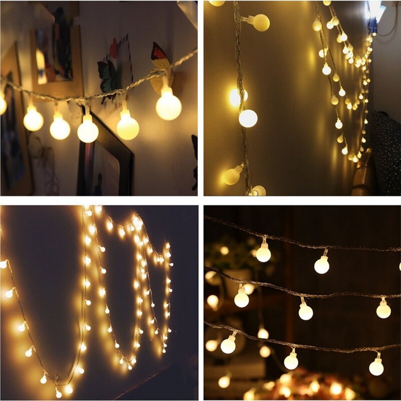 3M 6M 10M Fairy Garland LED Ball String Lights Waterproof for Christmas Tree Wedding Home Indoor Decoration Battery Powered