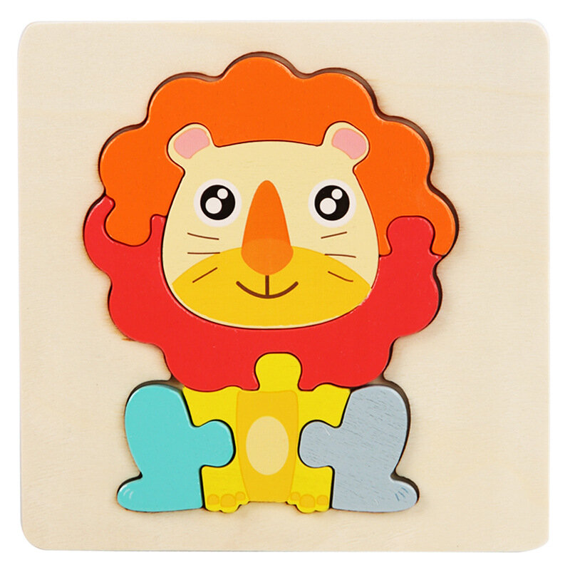 Kids Wooden Toys 3D Wood Puzzle Cartoon Animals Cognitive Jigsaw Puzzle Early Learning Educational Toys For Children Gift