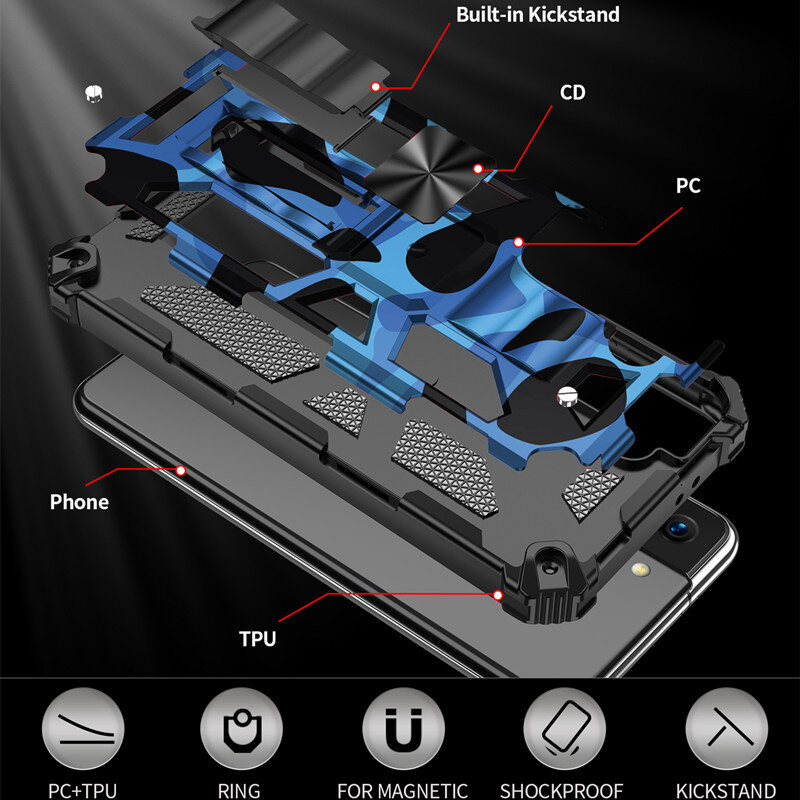 Ukryty magnetyczny Kickstand Case do Samsung Galaxy S22 S23 Ultra S20 S20FE uwaga 20 A13 A33 A53 A54 A34 A14 odporny na wstrząsy pancerz pokrywa