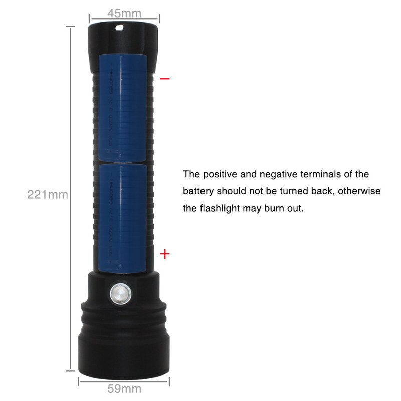 Xhp70.2 Led Zaklamp Duiken Onderwater 100M Waterdicht Torch Geel/Wit Licht Aangedreven Door 2*32650 Xhp70 Dive zaklamp