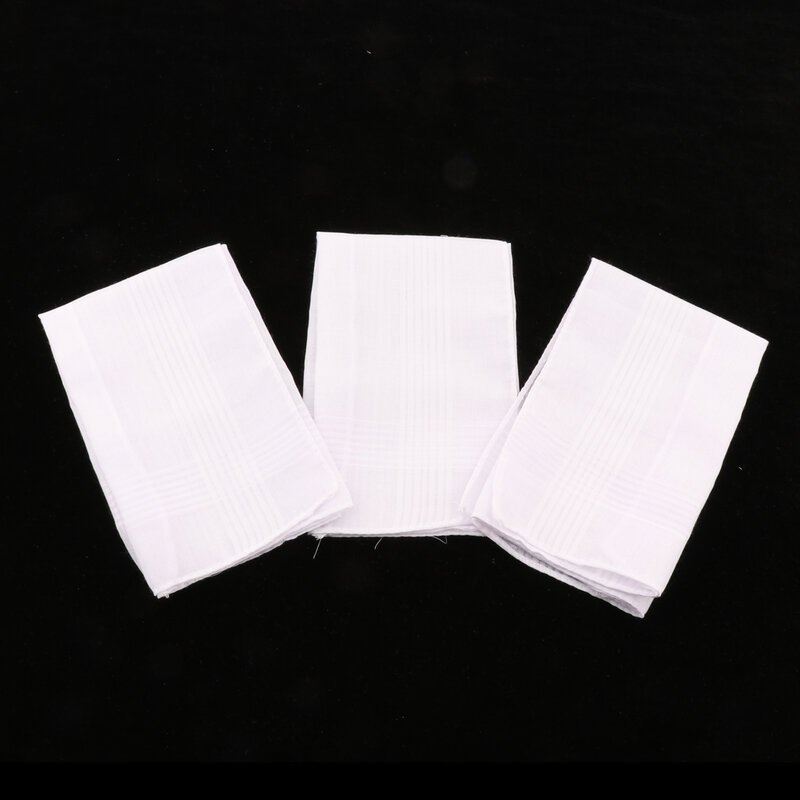 Lenços de algodão para festa, conjunto com 3 peças, lenços brancos masculinos, para casamento