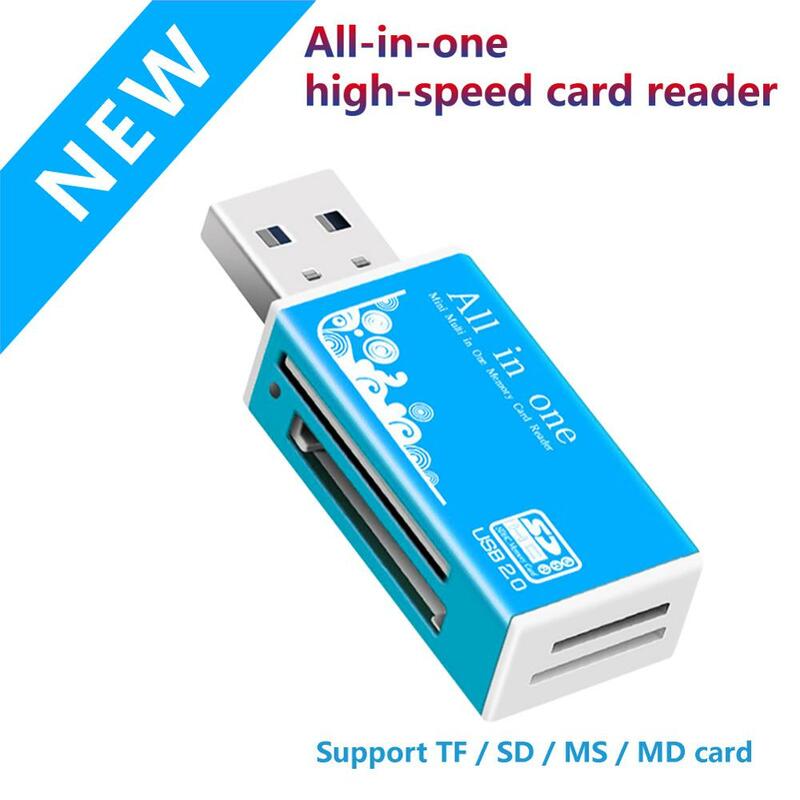 Lector de tarjetas todo en uno USB 2,0, adaptador de lector de tarjetas SD, compatible con TF, SD, Mini SD, SDHC, MMC, MS