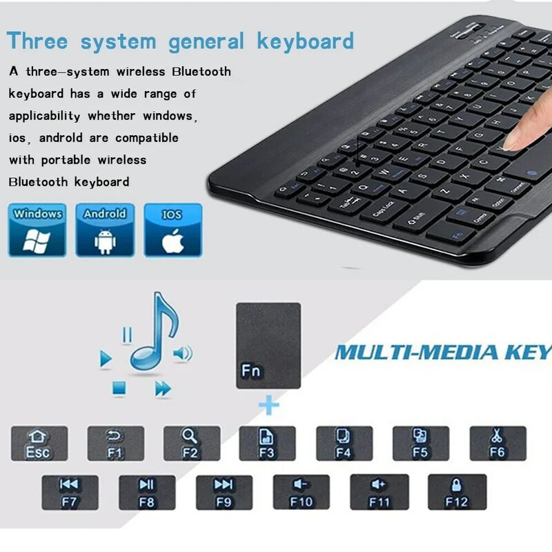 Беспроводная Bluetooth-клавиатура для Ipad, телефона, планшета, мини беспроводная перезаряжаемая клавиатура
