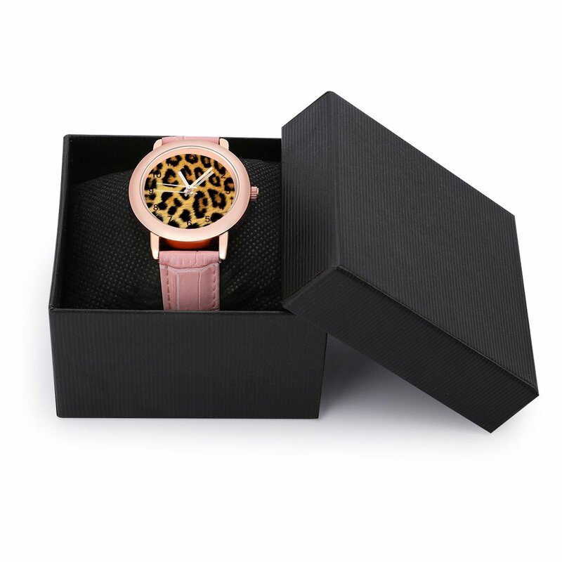 เสือดาวพิมพ์นาฬิกาควอตซ์แฟชั่นสัตว์สไตล์สุภาพสตรีนาฬิกาข้อมือสำนักงานเหล็ก Wideband นาฬิกาข้อมือ
