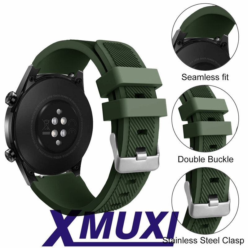 Bracelet de montre de 22mm, en Silicone souple, respirant, pour montre Huawei GT 3/2 Samsung Galaxy Watch3 45mm, pièce de rechange, Sport 71003
