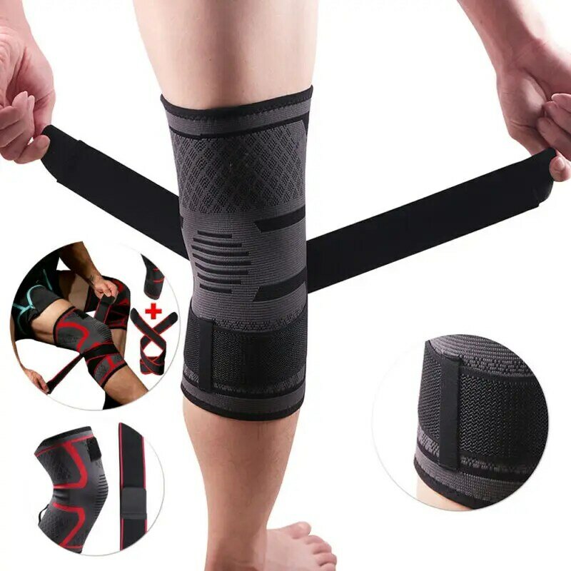 1 Piece Professional Knee Support Protector Sports Knee Pad Breathable Bandage Knee Brace Basketball Cycling Fitness Knee Sleeve