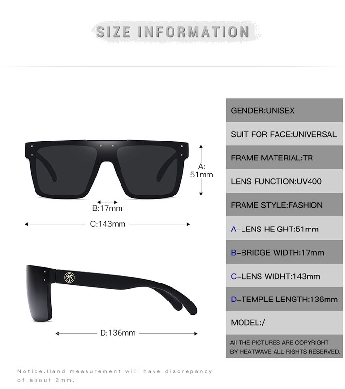 Nowa wysokiej jakości luksusowa fala upałów spolaryzowane okulary przeciwsłoneczne kwadratowe soczewki damskie męskie okulary przeciwsłoneczne UV400