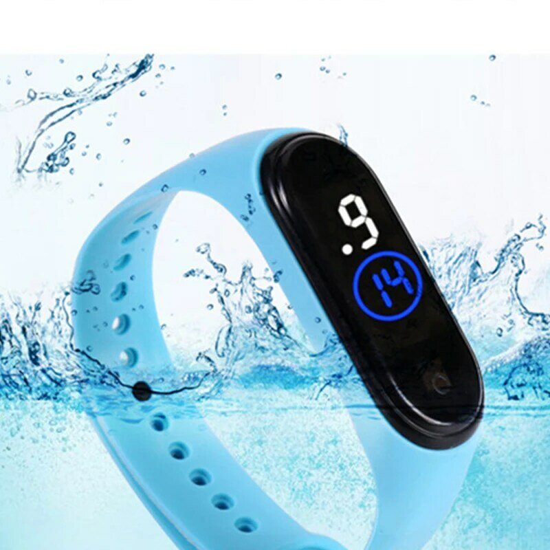 Tela de toque relógio esporte crianças à prova dwaterproof água elétrica led digital relógio ultra-leve silicone pulseira menino menina relógio de pulso