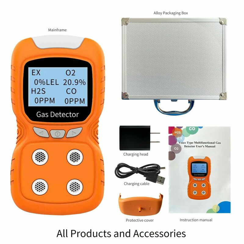 Detector portátil do gás combustível, 4 em 1, CO, H2S, O2, monitor do oxigênio, analisador, vazamento