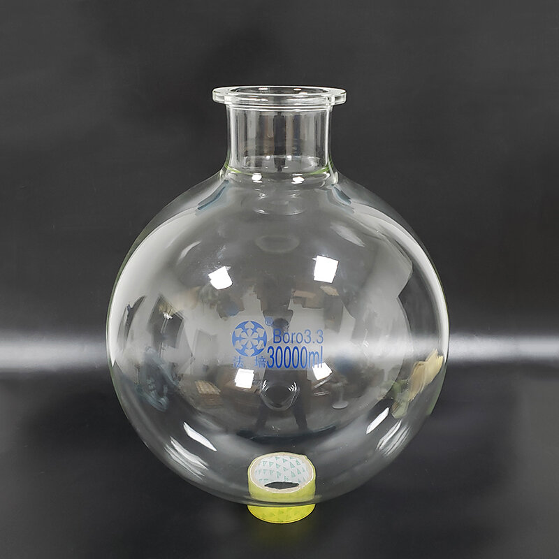 Single-layer spherical round bottom open reactor bottle,Capacity 30000ml,150mm flange outer diameter,I.D.112mm,Reaction flask
