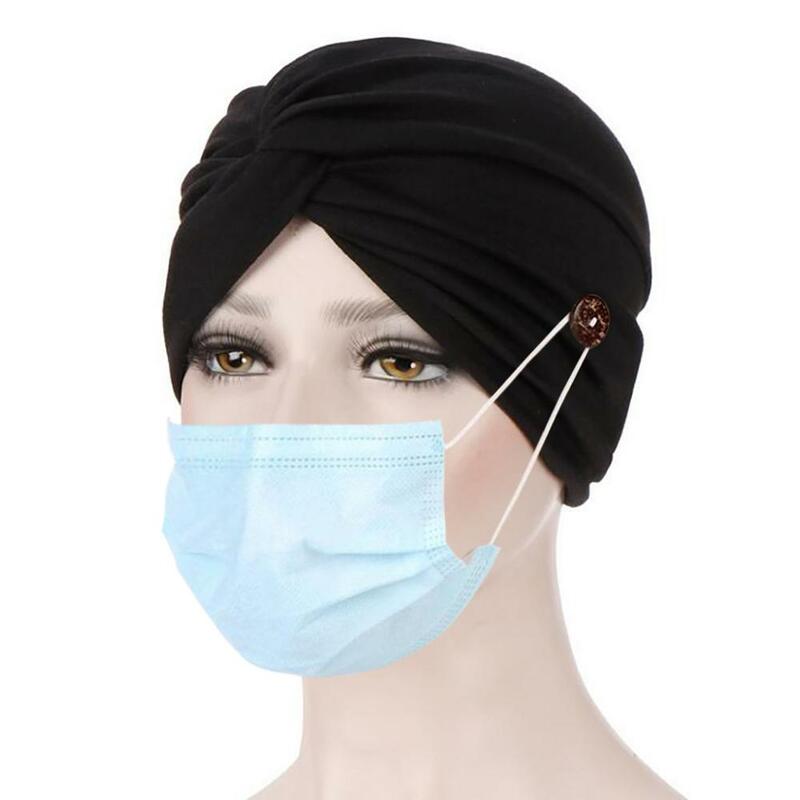 Pañuelo de cabeza musulmán para mujer, turbante indio Baotou, Bandana para quimio, accesorios con botón retorcido, novedad