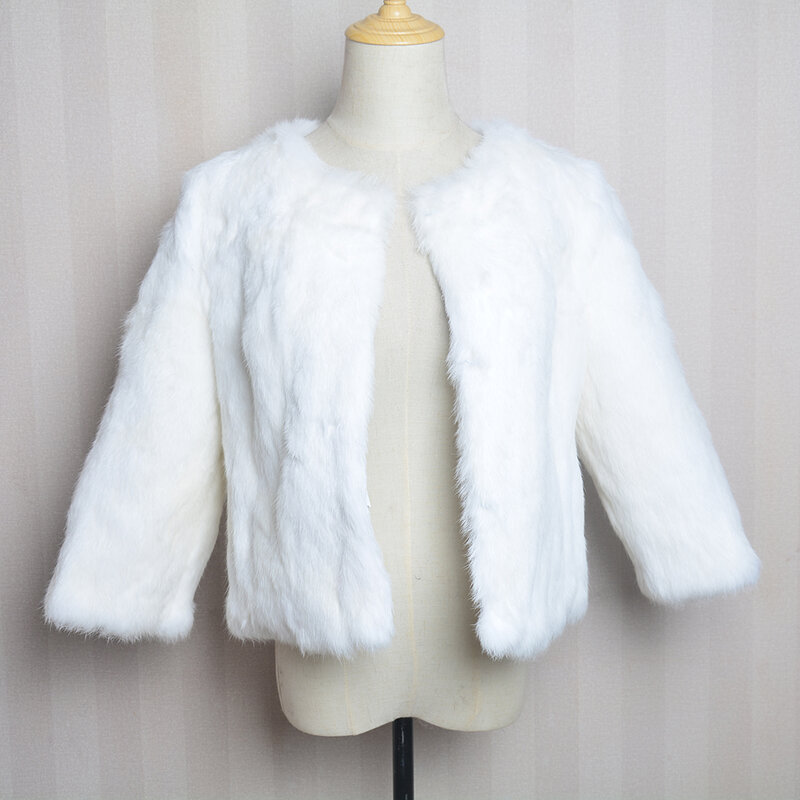 Nieuwe Echte Echt Konijnenbont Jas Vrouwen Volledige Pelt Vintage Jas Winter Party Vest Aangepaste Grote Size O-hals